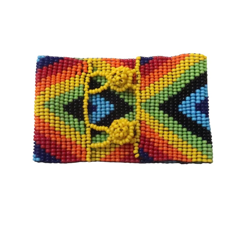 Multicolor chevron beaded wide cuff  bracelet
